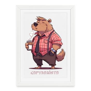 Motif capybarista du café capybara - Affiche encadrée (27 × 37 cm) - blanc - Devant