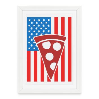 Drapeau de Pizza USA - Affiche encadrée (27 × 37 cm) - blanc - Devant