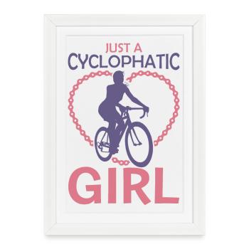 Cycliste Fille - Affiche encadrée (27 × 37 cm) - blanc - Devant