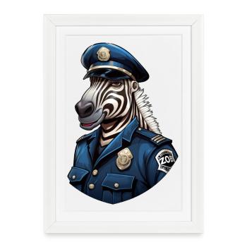 Policier zèbre - Affiche encadrée (27 × 37 cm) - blanc - Devant