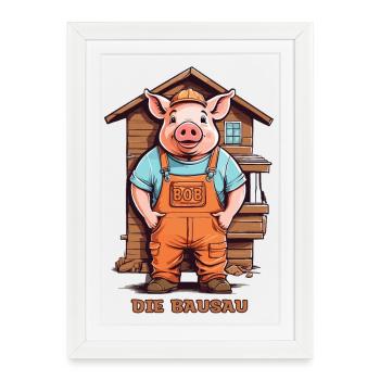 Bob the Construction Sow, Craftsman Pig - Framed poster (27 × 37 cm) - white - Front