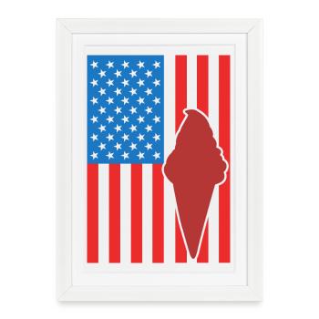 Crème glacée Drapeau des États-Unis - Affiche encadrée (27 × 37 cm) - blanc - Devant