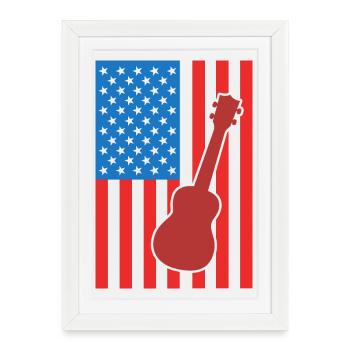 Ukulele USA Flag - Framed poster (27 × 37 cm) - white - Front