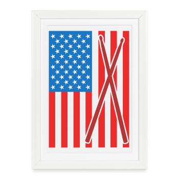 Batteur américain patriotique - Affiche encadrée (27 × 37 cm) - blanc - Devant