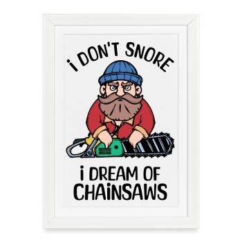 Scie à bois tronçonneuse bûcheron Woodland - Affiche encadrée (27 × 37 cm) - blanc - Devant