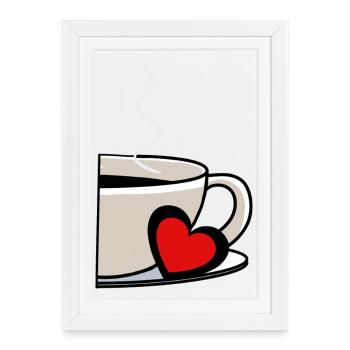 Coffee Cup, Diet, Caffeine, Coffee Cup, Heart - Framed poster (27 × 37 cm) - white - Front