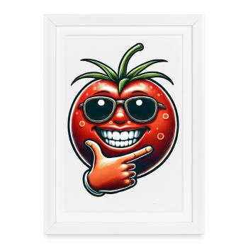 Cool Tomate Lunettes de Soleil Rouge Tomate Drôle - Affiche encadrée (27 × 37 cm) - blanc - Devant