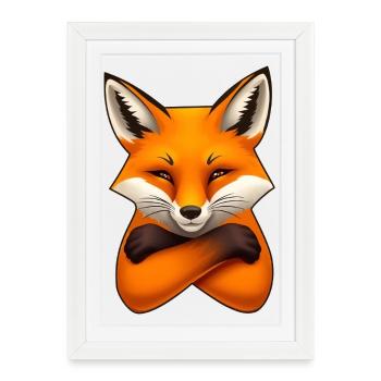 Fox Illustration – Minimalist Design - Framed poster (27 × 37 cm) - white - Front