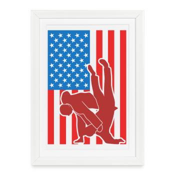 Combattant de judo patriotique - Affiche encadrée (27 × 37 cm) - blanc - Devant