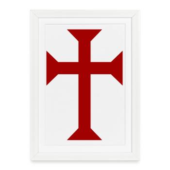 Red Templar Cross - Framed poster (27 × 37 cm) - white - Front