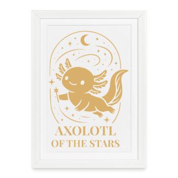 Axolotl with Stars and Moon Magic Design - Framed poster (27 × 37 cm) - white - Front