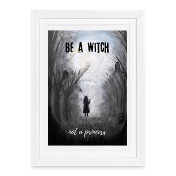 Mystical Witch Forest Illustration Be Witch - Framed poster (27 × 37 cm) - white - Front