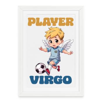 Joueur de football Signe du zodiaque Vierge - Affiche encadrée (27 × 37 cm) - blanc - Devant