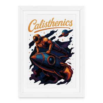Gymnastique suédoise astronaute pompes fusée cadeau - Affiche encadrée (27 × 37 cm) - blanc - Devant