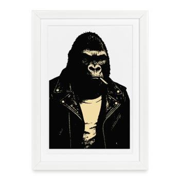 Gorilla Rebel Leather Jacket - Framed poster (27 × 37 cm) - white - Front