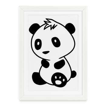 Panda Bad Hair – Ours Kawaii drôle et manga - Affiche encadrée (27 × 37 cm) - blanc - Devant