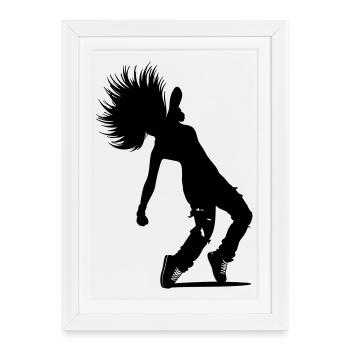 B-Girl Silhouette – Breakdance Power Move - Affiche encadrée (27 × 37 cm) - blanc - Devant