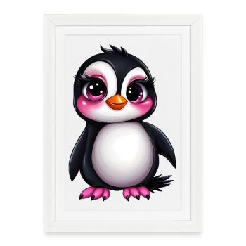 mignon pingouin :) - Affiche encadrée (27 × 37 cm) - blanc - Devant