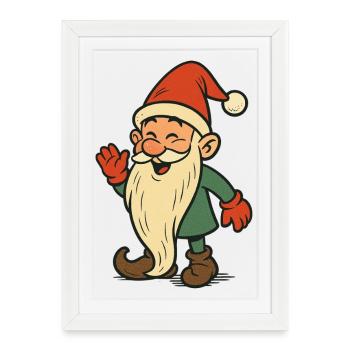 Lutin de Noël - Joyeux Noël  - Affiche encadrée (27 × 37 cm) - blanc - Devant