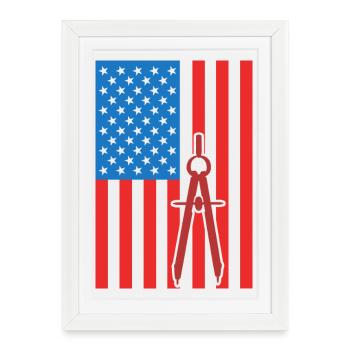 4th of July USA Architecture - Framed poster (27 × 37 cm) - white - Front