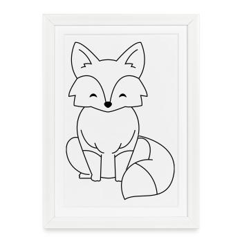 Bande dessinée Renard en noir - Affiche encadrée (27 × 37 cm) - blanc - Devant