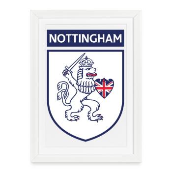 Nottingham Shield Lion with Sword - Framed poster (27 × 37 cm) - white - Front