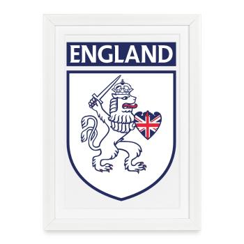Conception du bouclier du lion héraldique de l’Angleterre - Affiche encadrée (27 × 37 cm) - blanc - Devant