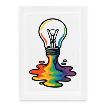 Ampoule Rainbow Melt - Affiche encadrée (27 × 37 cm) - blanc - Devant