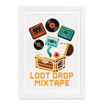 LOOT DROP MIXTAPE Retro Gaming K7 Vinyl - Framed poster (27 × 37 cm) - white - Front