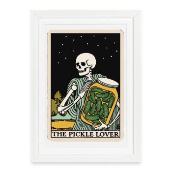 L’amateur de concombre Tarot carte Concombre drôle - Affiche encadrée (27 × 37 cm) - blanc - Devant
