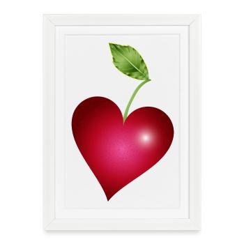 Cerise de cœur – motif d’amour fruité et doux - Affiche encadrée (27 × 37 cm) - blanc - Devant