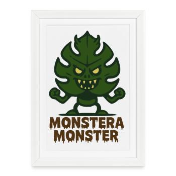 Monstera Monster - Affiche encadrée (27 × 37 cm) - blanc - Devant