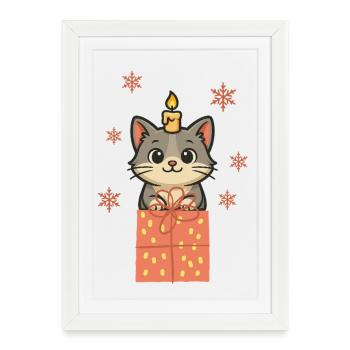 Cat Domestic Cat Fur Nose Christmas - Framed poster (27 × 37 cm) - white - Front