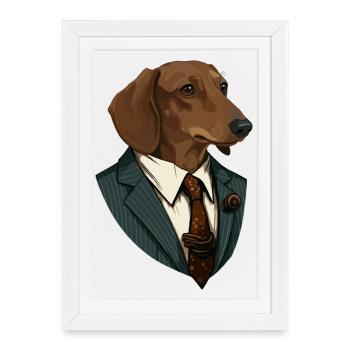 Dachshund in suit - Framed poster (27 × 37 cm) - white - Front