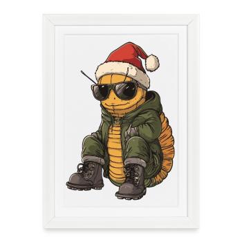 Worm Christmas Winter - Framed poster (27 × 37 cm) - white - Front