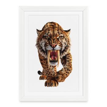 Saber-toothed Cat - Saber-toothed Tiger - Framed poster (27 × 37 cm) - white - Front