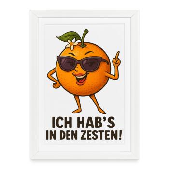 Héros agrume avec des lunettes de soleil - Affiche encadrée (27 × 37 cm) - blanc - Devant