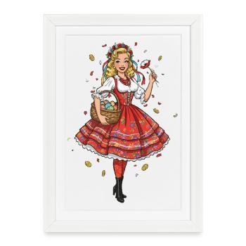 Traditional Poland Folklore Dress - Framed poster (27 × 37 cm) - white - Front