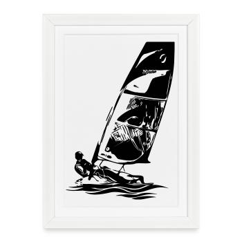 Skiff ouvert Dériveur à voile Régate de voiliers Enfants - Affiche encadrée (27 × 37 cm) - blanc - Devant