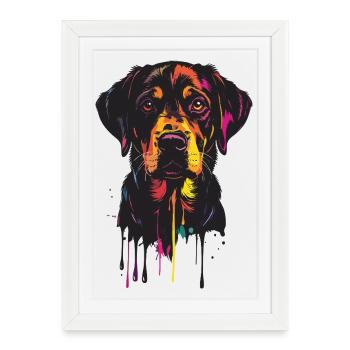 Portraits colorés de chiens - Affiche encadrée (27 × 37 cm) - blanc - Devant