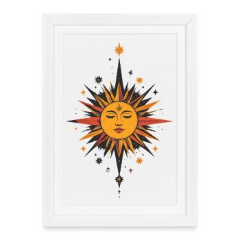 Motif de talisman Étoile du Soleil Étoiles Lunaires - Affiche encadrée (27 × 37 cm) - blanc - Devant