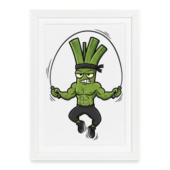 Fitness Jumping Rope Leek Onion Lover Sport - Framed poster (27 × 37 cm) - white - Front