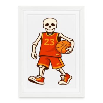 Maillot Skeleton Hoops 23 - Affiche encadrée (27 × 37 cm) - blanc - Devant