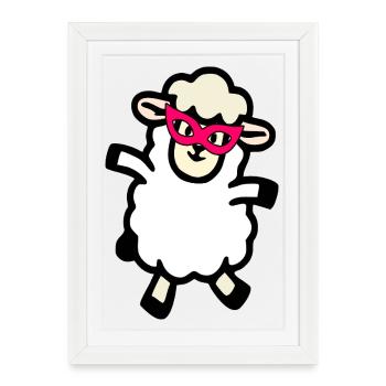 Moutons masqués de carnaval - Affiche encadrée (27 × 37 cm) - blanc - Devant