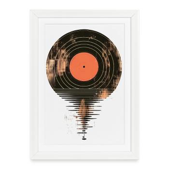 Disque vinyle rétro à fusion, disque - Affiche encadrée (27 × 37 cm) - blanc - Devant