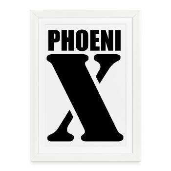 Phoenix – Conception de prénom | Typographie minimale - Affiche encadrée (27 × 37 cm) - blanc - Devant