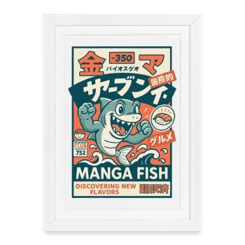Manga Fish - Affiche encadrée (27 × 37 cm) - blanc - Devant