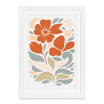 Abstract Floral Pattern Illustration - Framed poster (27 × 37 cm) - white - Front