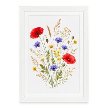 Colorful Wildflower Bouquet Nature Floral Design - Framed poster (27 × 37 cm) - white - Front