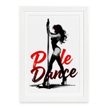 Silhouette de pole dance – Art élégant Pin-Up - Affiche encadrée (27 × 37 cm) - blanc - Devant